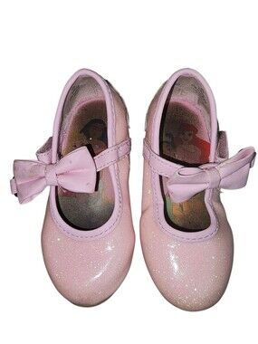 Girls Pink Glitter Bow Mary Jane Shoes